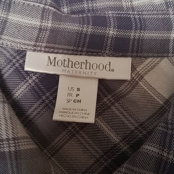 Motherhood Maternity plaid button-up with belt - Picture 2 of 3